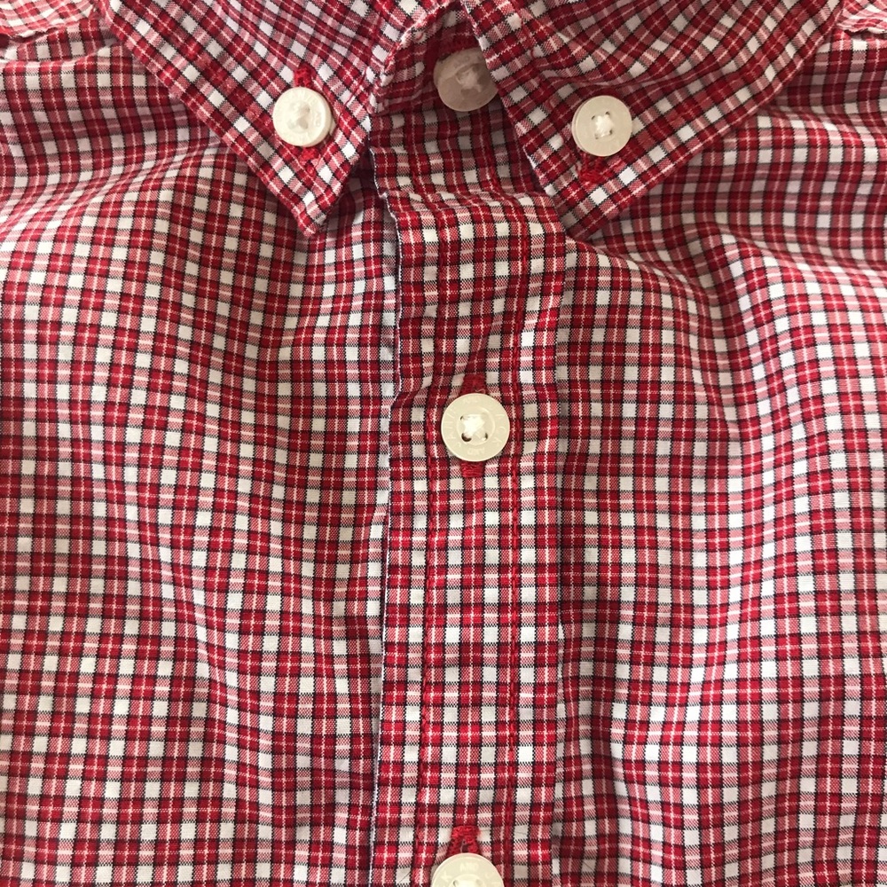 Janie and Jack Red Plaid Button Down Shirt 12-18 M - Picture 6 of 10